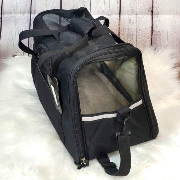 Soft Kennel Crate Small Pet Travel Bag Black Mesh Washable Removable Pad Airline - Picture 7 of 12